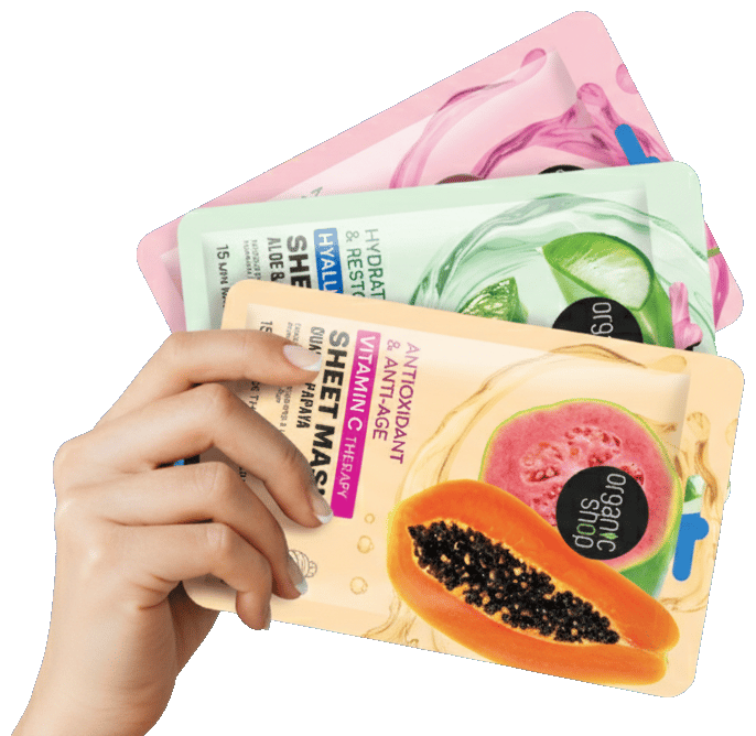 Organic Shop Lifting & Glow Kollagénes fátyolmaszk ananásszal és mangóval  25g