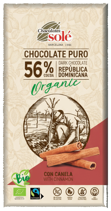 Chocolates Solé BIO étcsokoládé fahéjjal 100 g