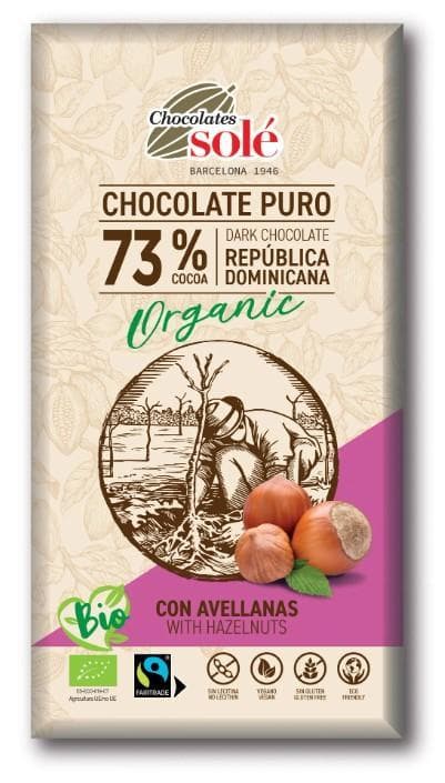 Chocolates Solé 73% BIO Étcsokoládé mogyoróval