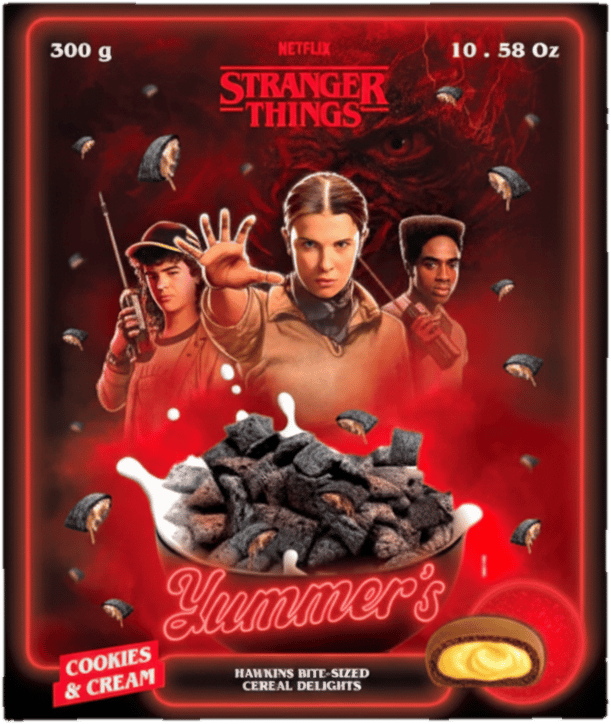 Yummers Stranger Things Cookies ’n’ Cream töltött gabonapehely 300g