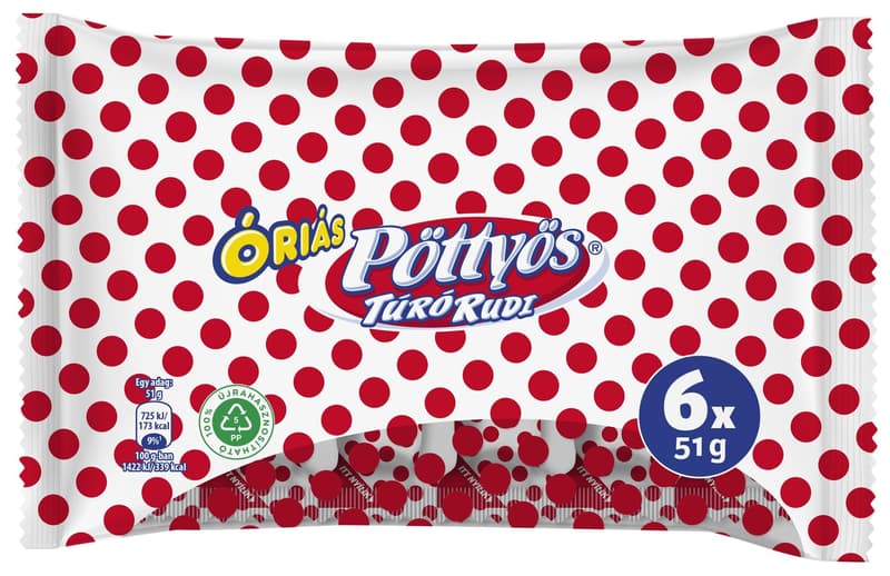 Pöttyös Giant Túró Rudi natural curd dessert (6×51G)