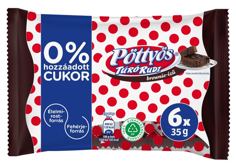 Pöttyös Túró Rudi Brownie ízű 0% hozzáadott cukor (6×35G)