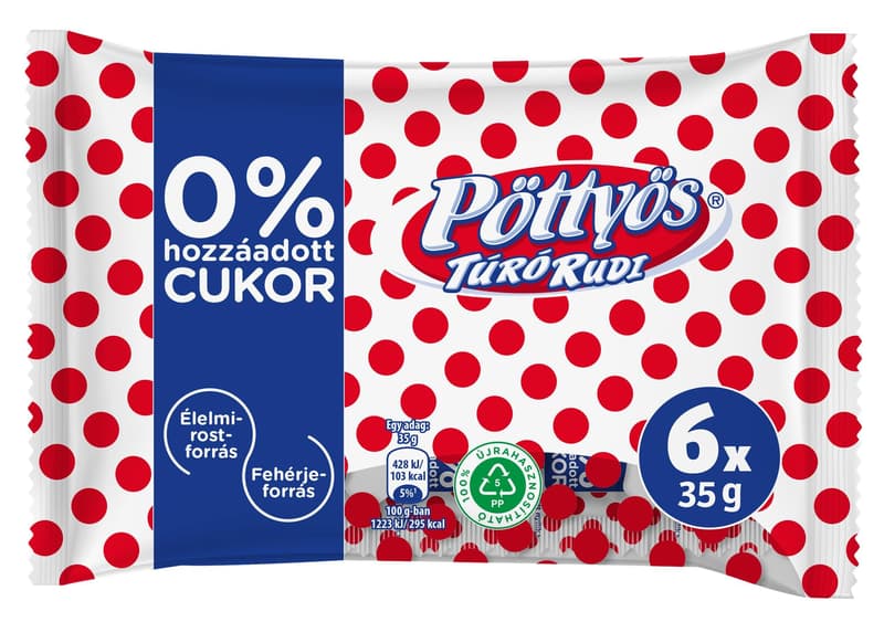 Pöttyös Túró Rudi 0% hozzáadott cukor (6×35G)