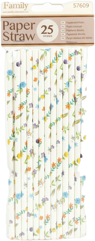 Family Party Paper straws - floral - 197 x 6 mm - 25 pcs / pack