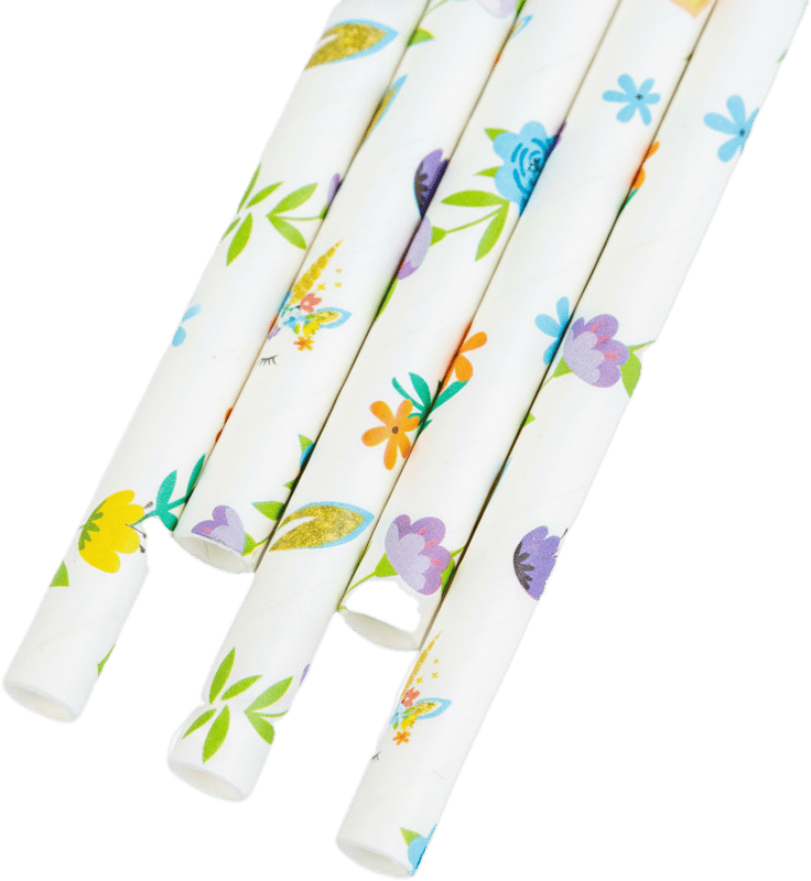 Family Party Paper straws - floral - 197 x 6 mm - 25 pcs / pack