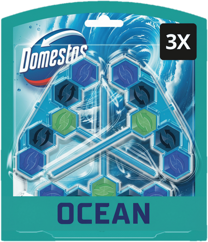 Domestos Blue Water Ocean WC illatosító blokk, 3x48g