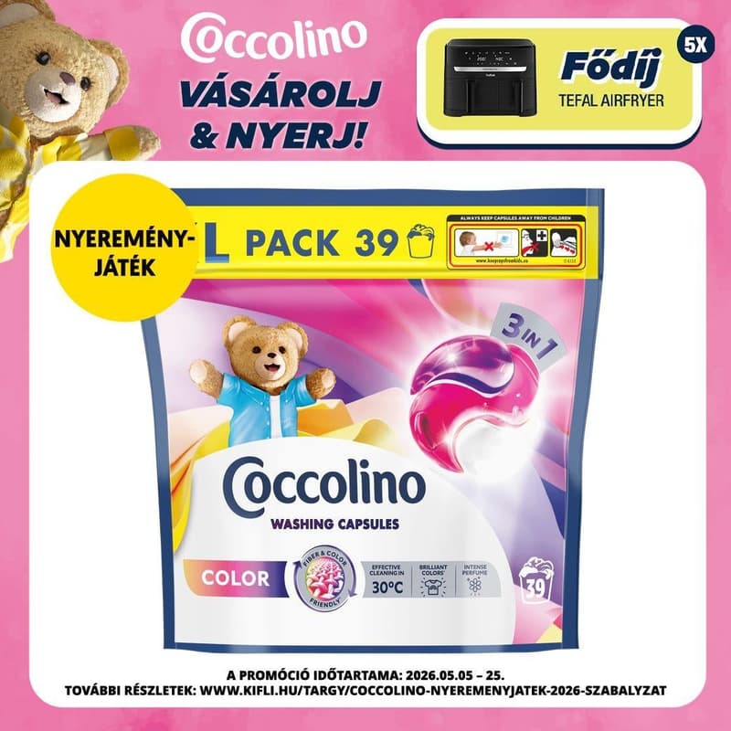 Coccolino 3in1 Color mosókapszula színes ruhákhoz, 39 db