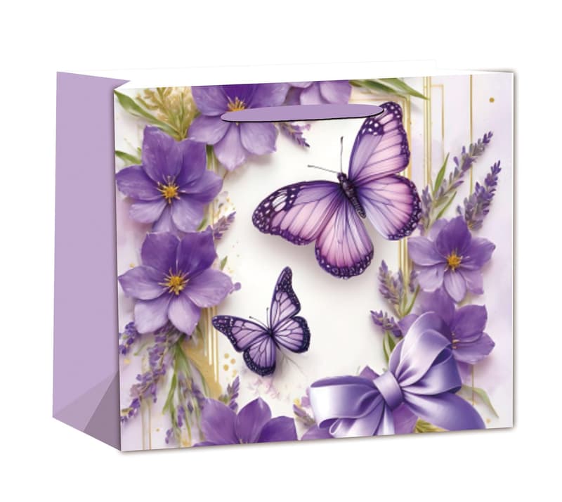 Gift bag purple butterfly 14x11 cm