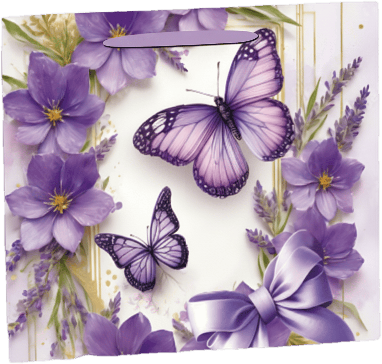 Gift bag purple butterfly 14x11 cm