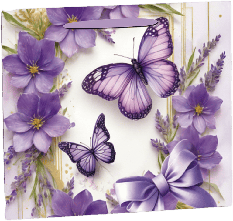 Gift bag purple butterfly 23x18 cm