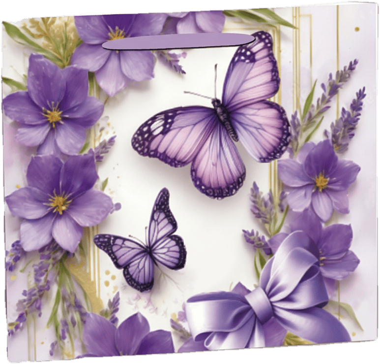 Gift bag purple butterfly 32x26 cm