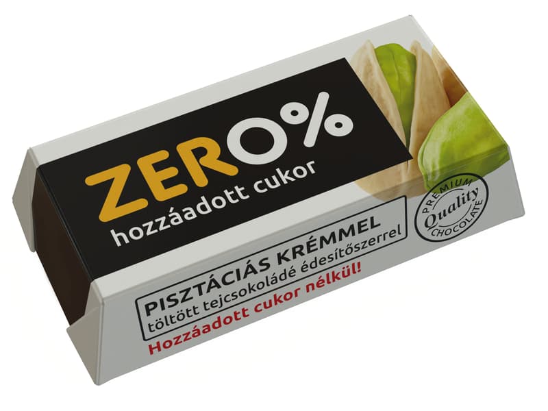 Szerencsi ZERO pisztácia ízű krémmel töltött tejcsokoládé édesítőszerrel
