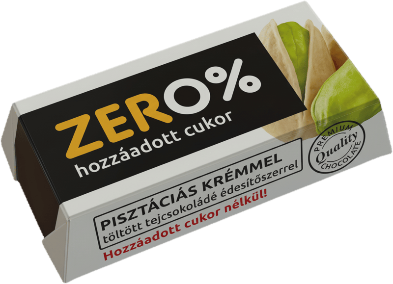 Szerencsi ZERO pisztácia ízű krémmel töltött tejcsokoládé édesítőszerrel