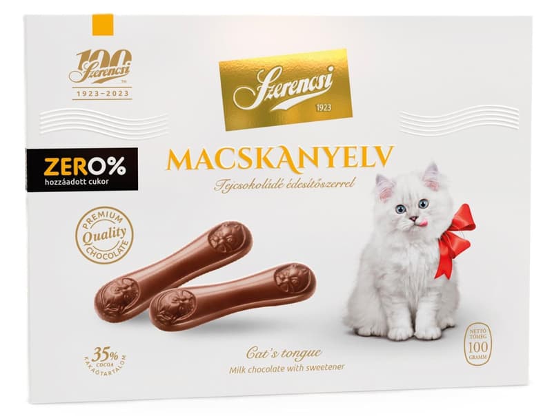 Szerencsi ZERO macskanyelv maltitolos tejcsokoládé