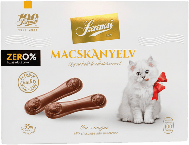 Szerencsi ZERO macskanyelv maltitolos tejcsokoládé