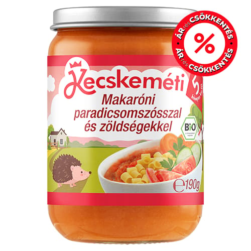 Kecskeméti Bio Makaróni paradicsomszósszal és zöldségekkel, 5 hónapos kortól