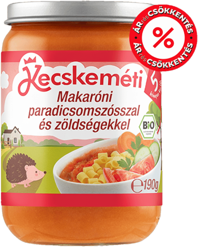Kecskeméti Bio Makaróni paradicsomszósszal és zöldségekkel, 5 hónapos kortól
