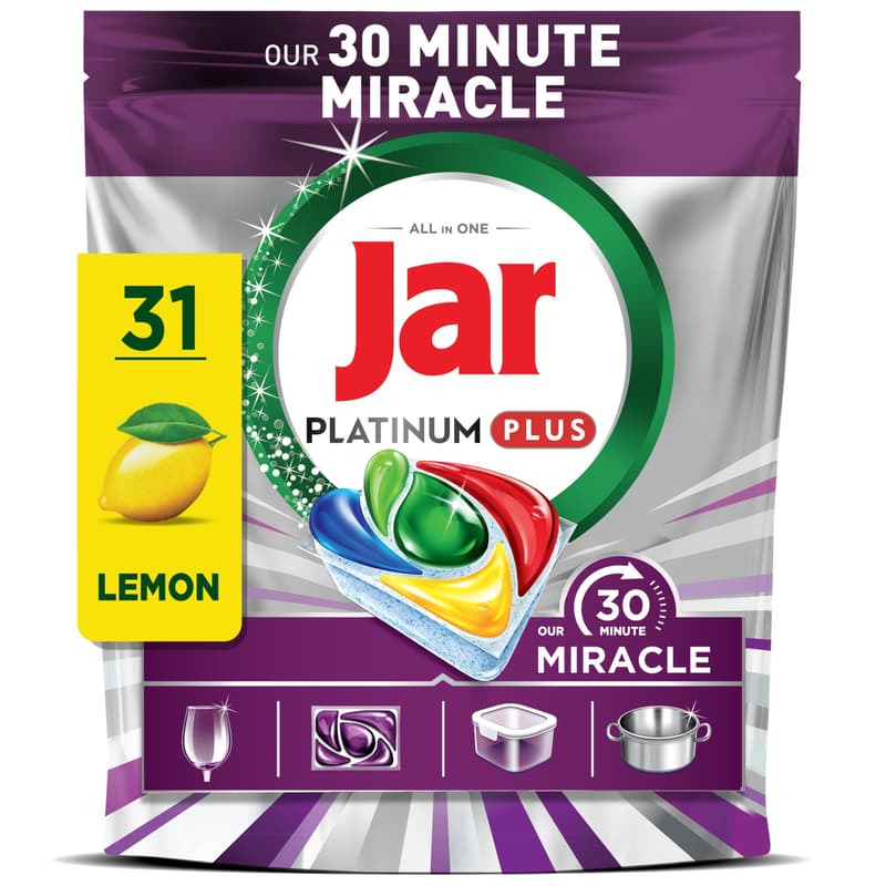 Jar Our 30 Minute Miracle Platinum Plus Mosogatókapszula Lemon, 31 db