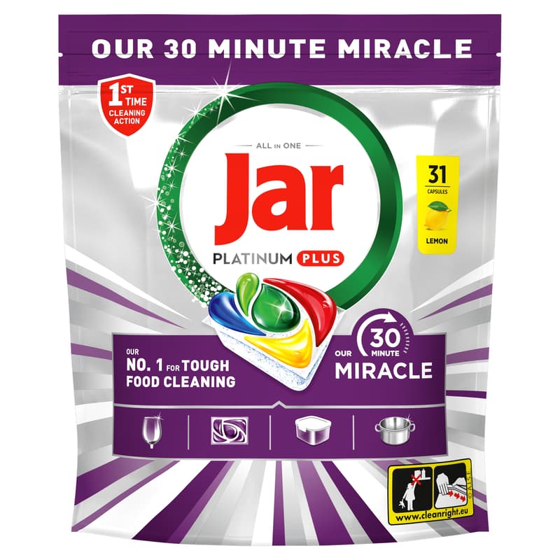 Jar Our 30 Minute Miracle Platinum Plus Mosogatókapszula Lemon, 31 db
