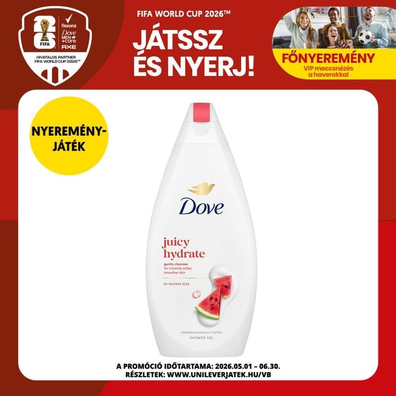 Dove Juicy Hydrate dinnye illatú krémtusfürdő, 720 ml