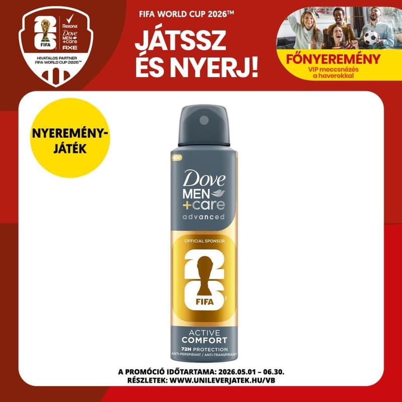 Dove Men+Care Active Comfort FIFA limitált kiadású izzadásgátló dezodor, 150ml