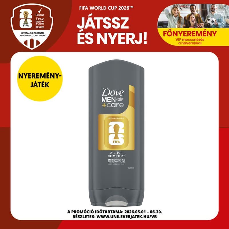Dove Men+Care Active Comfort FIFA limitált kiadású tusfürdő, 400 ml