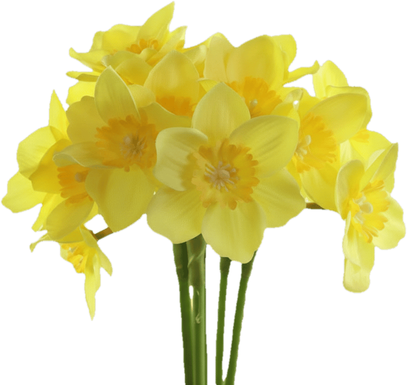 Művirágok, műanyag 400 mm-es nárciszcsokor, sárga