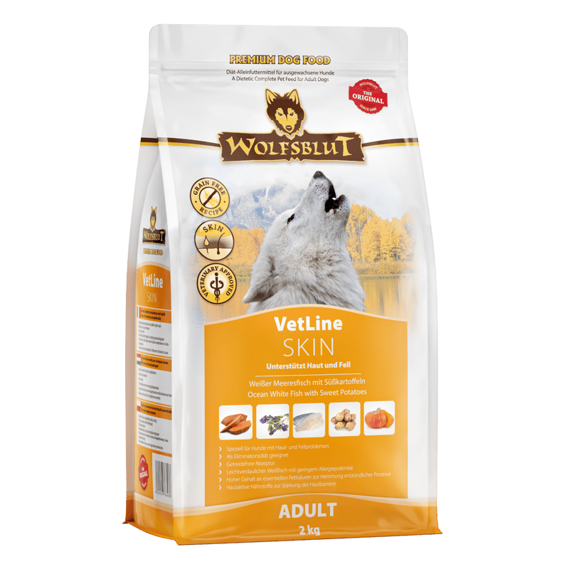 Wolfsblut VetLine Skin & Coat száraz kutyatáp fehérhallal  2kg
