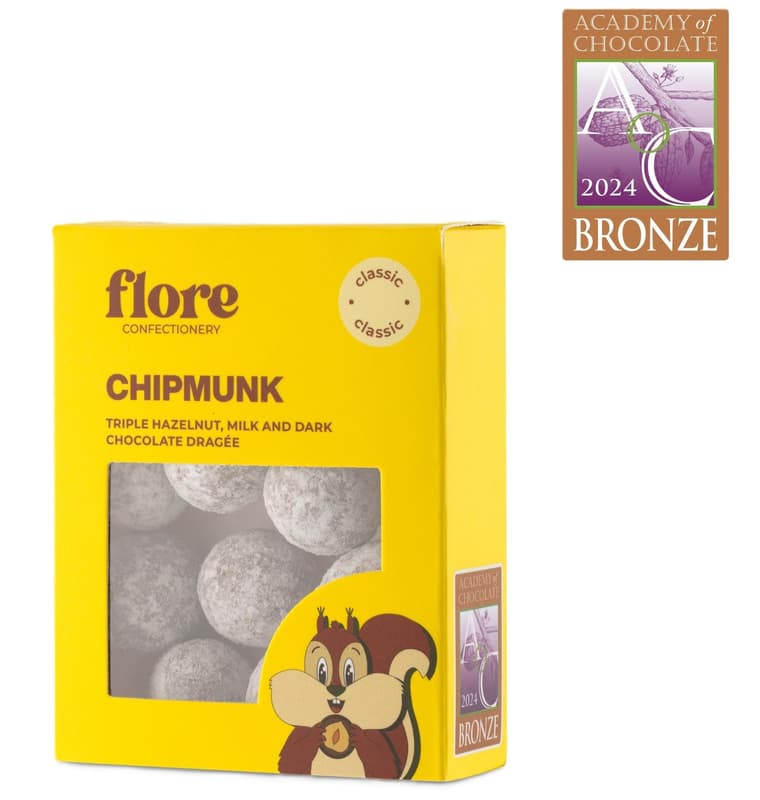 Flore Confectionery Chipmunk dragée: Hazelnut, milk and dark chocolate dragée