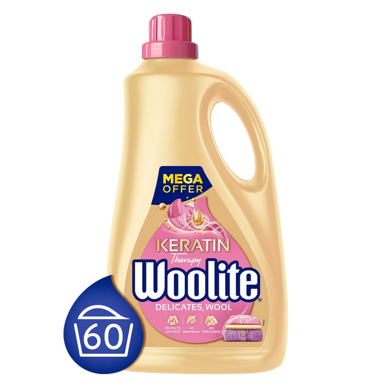 Woolite Keratin Therapy Delicate mosószer kényes ruhatípusokhoz, 3,6 l (60 mosás)