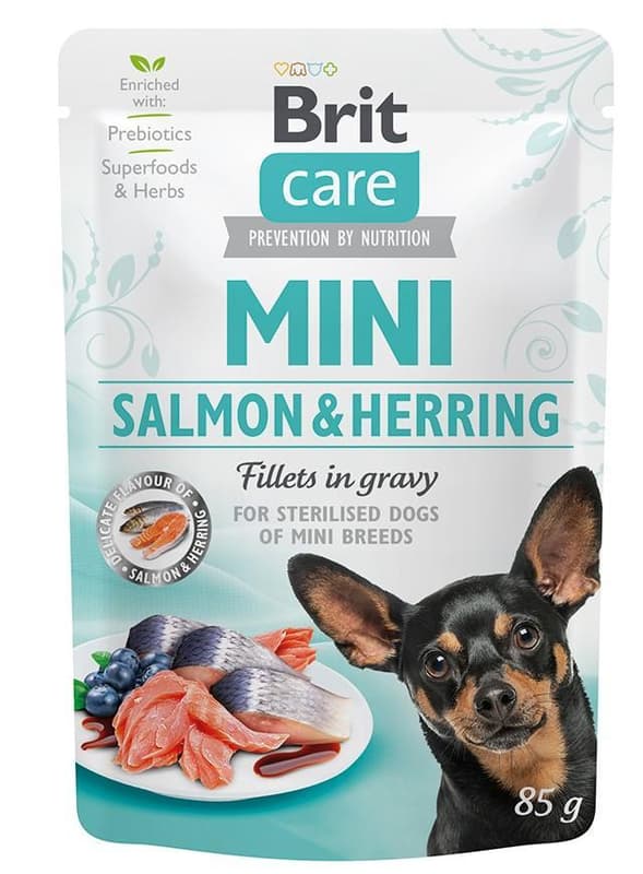 Brit Care Mini Pouch Salmon&Herring sterilised fillets in gravy 85 g