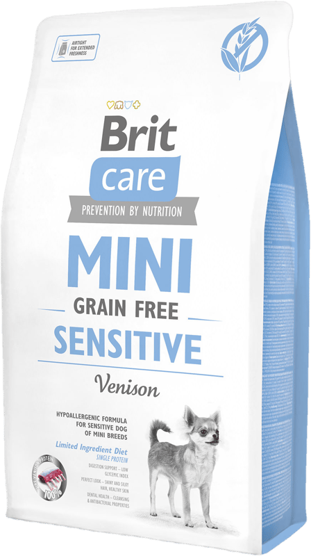 Brit Care Mini Gabonamentes Sensitive teljes értékű kutyatáp kistestű kutyáknak, vad 2 kg