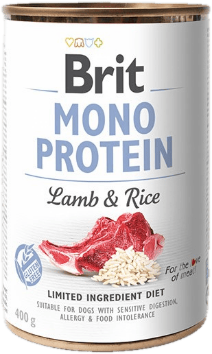 Brit Monoprotein teljes értékű nedves kutyaeledel, bárány és rizs 400g