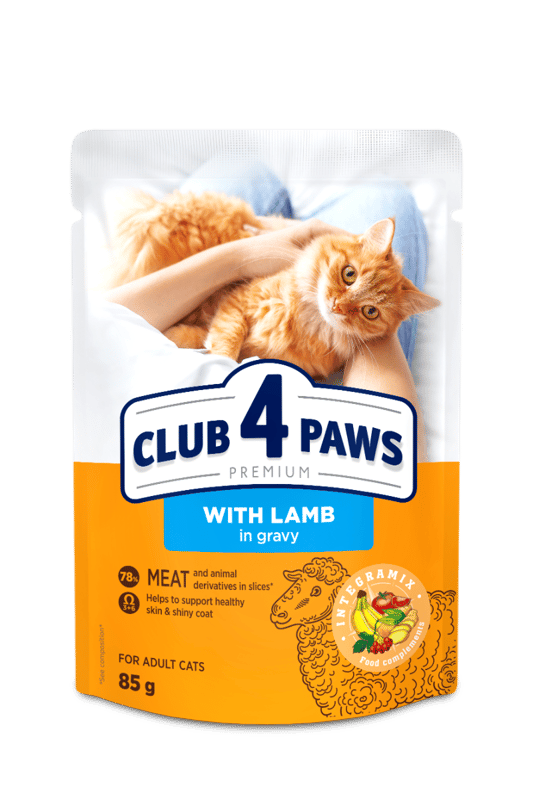 Club 4 Paws Premium teljes értékű nedves macskaeledel szószban, bárány 85g