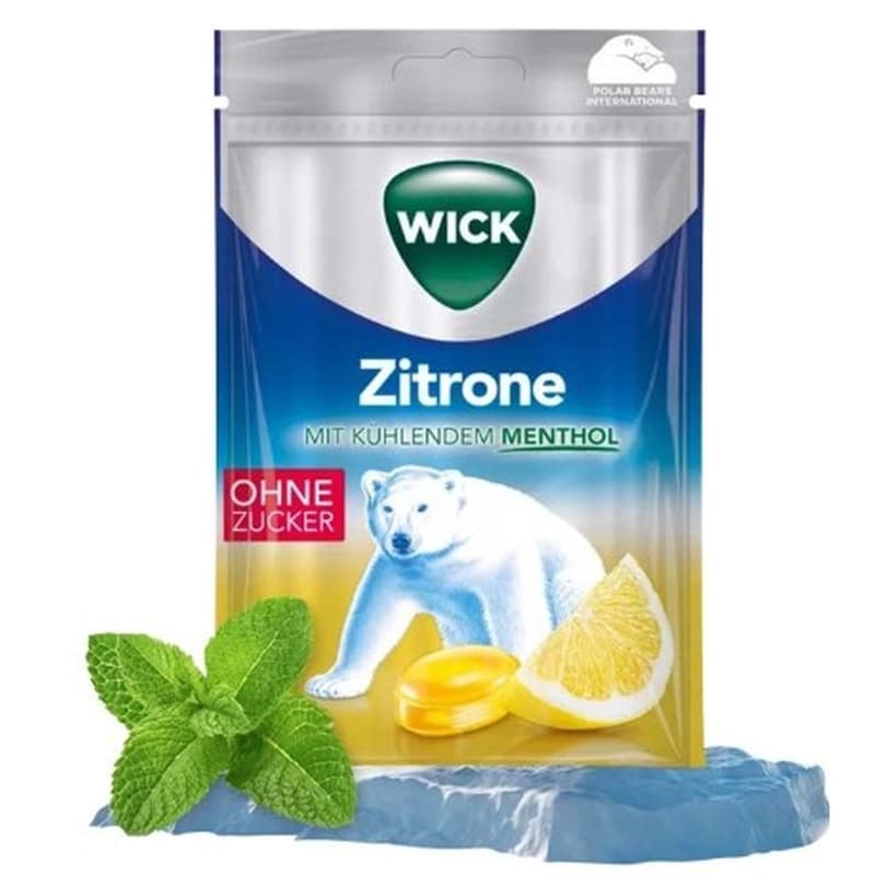 Wick torokcukor Citrom Mentol cukormentes 72g