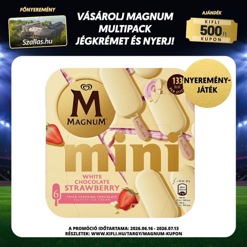 MAGNUM Mini Multipack Ice Cream White Chocolate Strawberry 6 * 55 ml