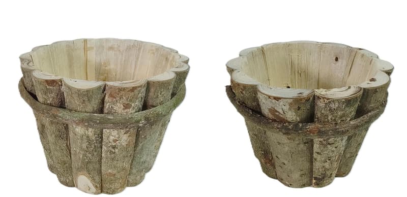 Wooden plant pot 15/18 cm (2 pcs)
