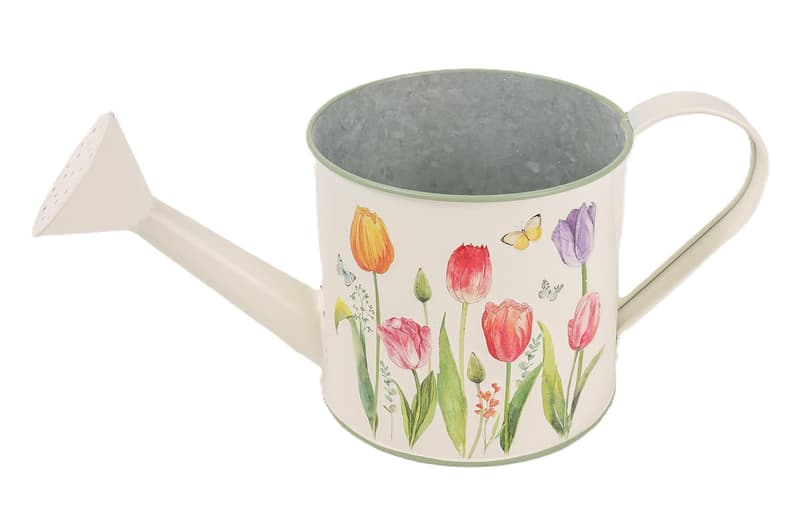Bádog öntöző kanna tulipános 27x12 cm (dekor termék)