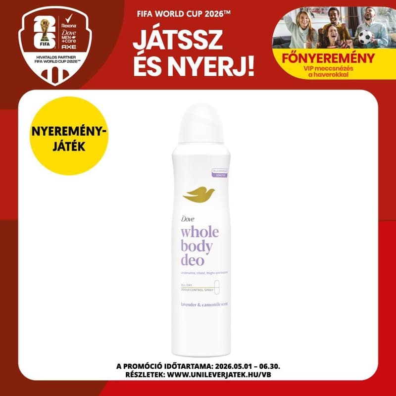 Dove Levendula & Kamilla illatú teljes test dezodor, 150 ml