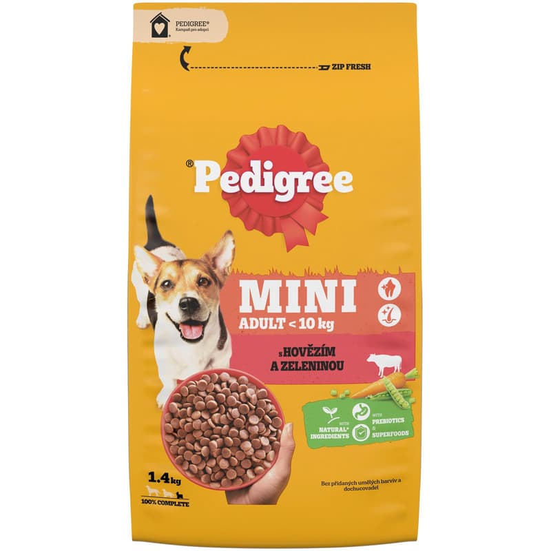 Pedigree Adult Mini száraz kutyatáp, marha és zöldség