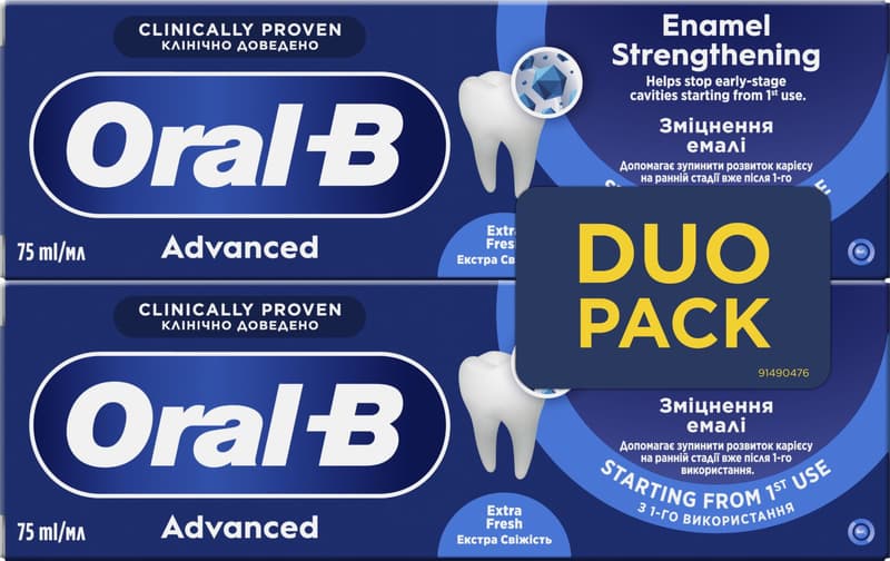 Oral-B Advanced Enamel Strenghtening Extra Fresh Fogkrém, 2x75 ml