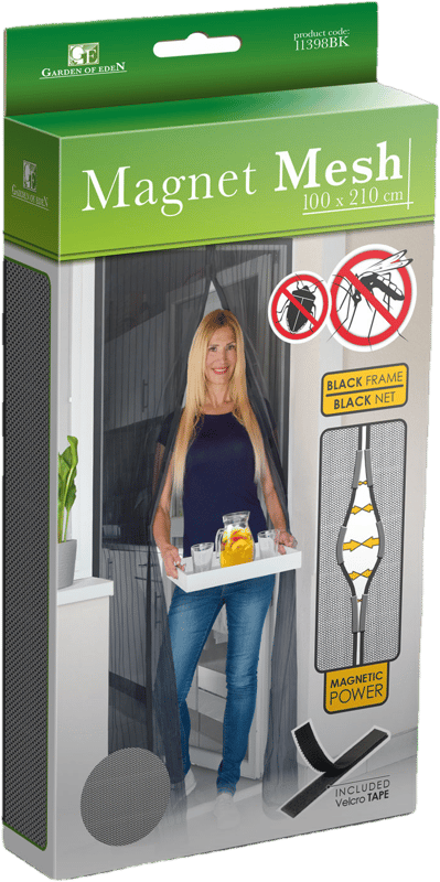 Garden of Eden Szúnyogháló függöny ajtóra - mágneses - 100x210cm - fekete