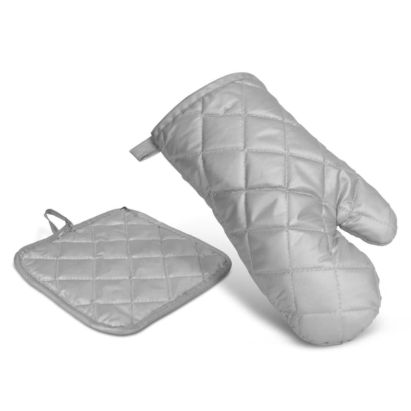BBQ Edényfogó kesztyű és alátét szett - 25 cm - szürke