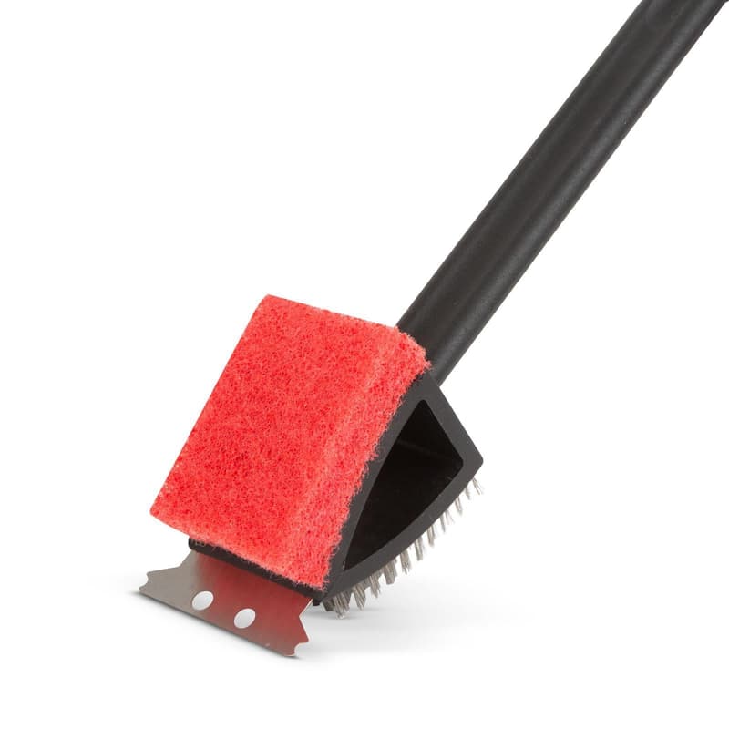 BBQ cleaning bursh, and sponge - with plastic handle