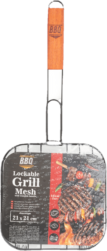 BBQ Grill hússütő rács - fa nyéllel - 49 x 21 cm