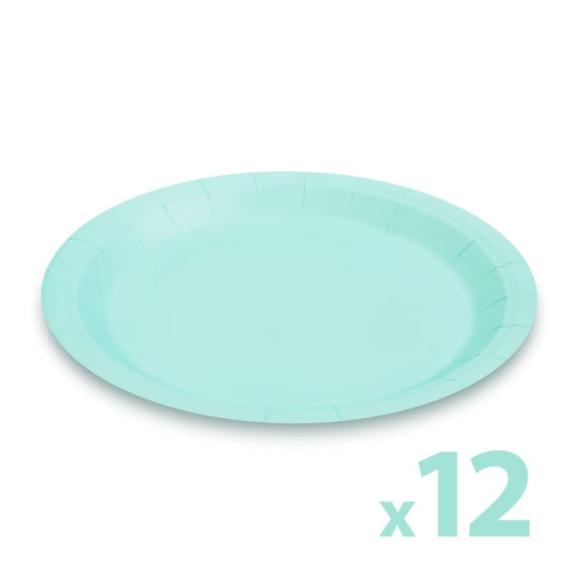 Paper plate set - blue - 23 cm - 12 pcs / pack