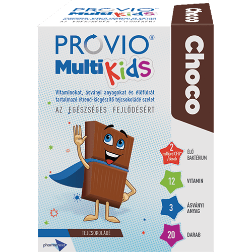 Provio Multi Kids Choco étrendkiegészítő tejcsokoládé szelet 20 db