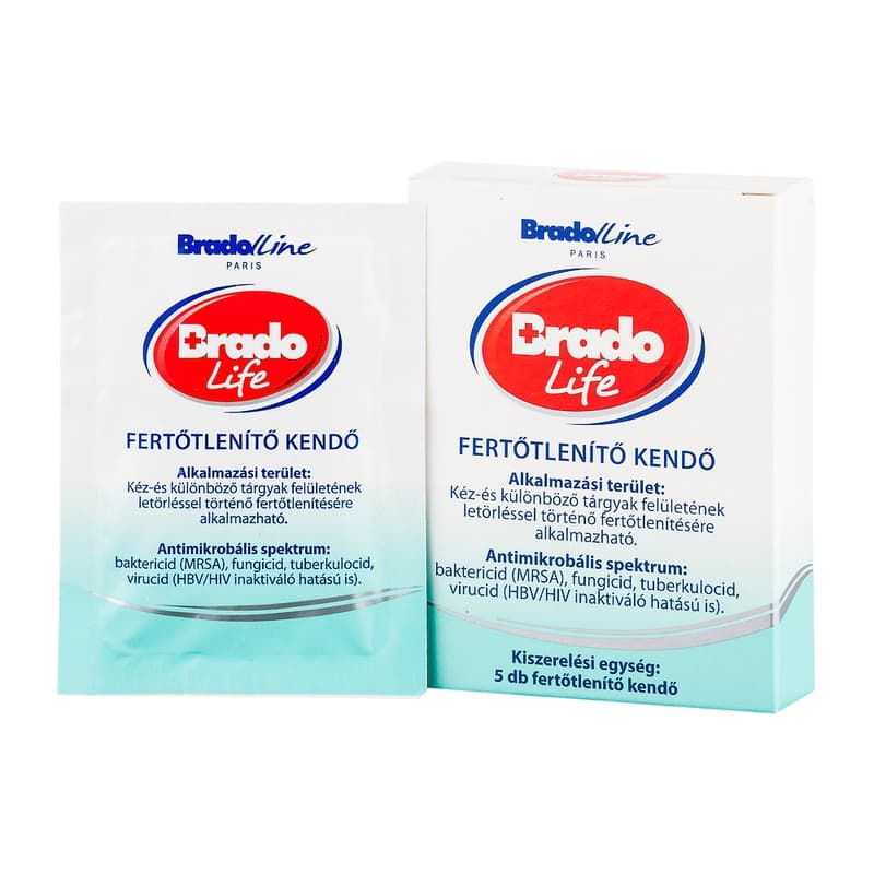 Bradolife kézfertőtlenítő kendő 5x