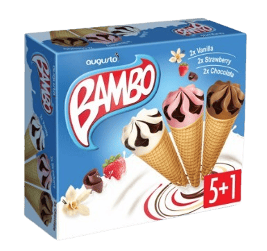 Bambo tölcséres jégkrém mix (vanília-eper, csokoládé)