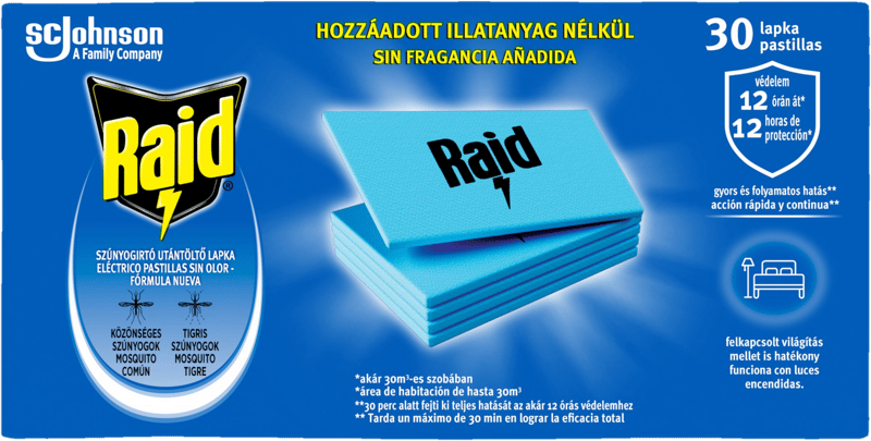 Raid illatmentes szúnyogirtó lapkás utántöltő